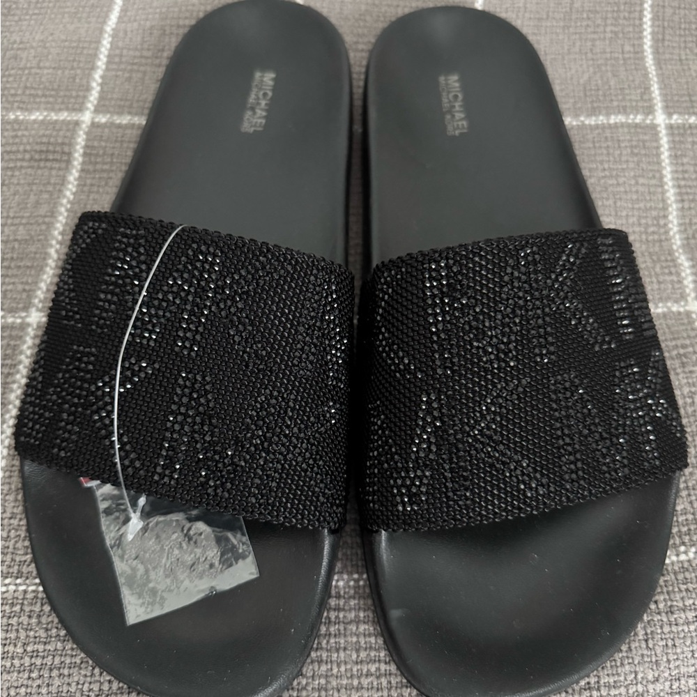 Michael Kors Black Slide Sandals, Size 10